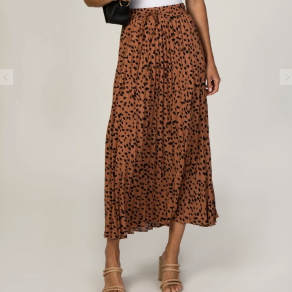 JODIFL Pleated Leopard Animal Print Midi Maxi Skirt EUC Size Medium